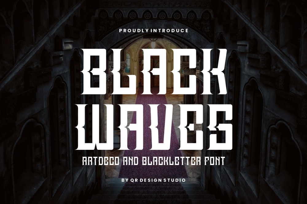 Black Waves Regular Font preview