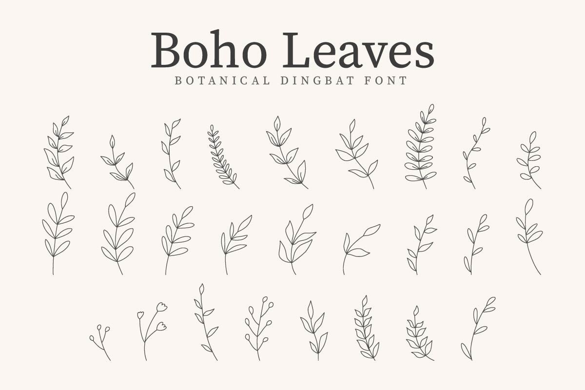 Boho Leaves Font preview