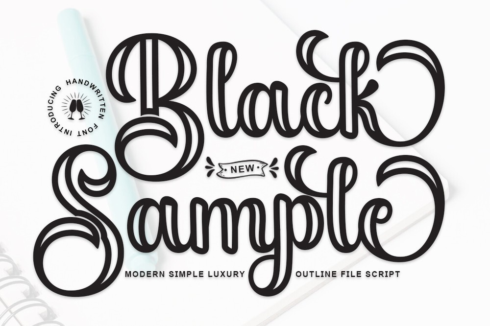 Black Sample Outline Regular Font preview