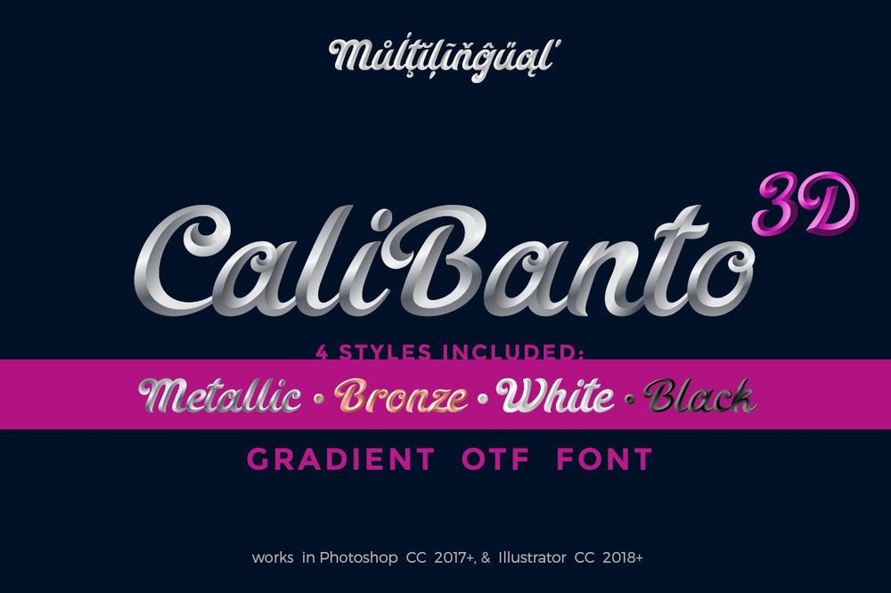 CaliBanto 3D White Font preview