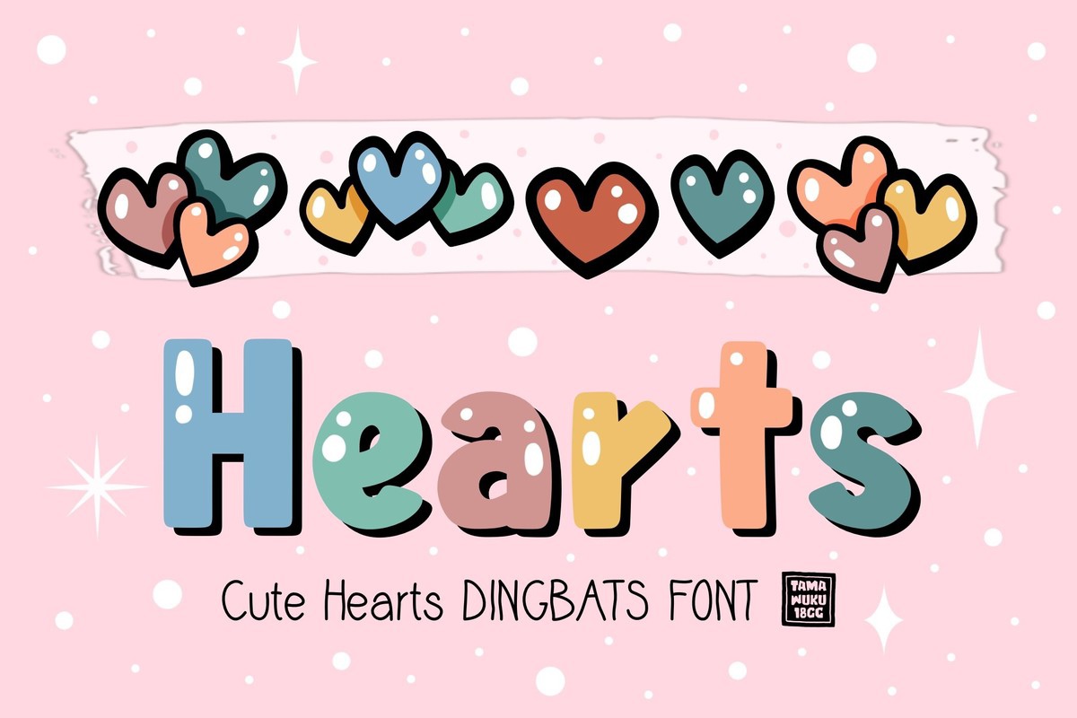 Cute Hearts Font preview