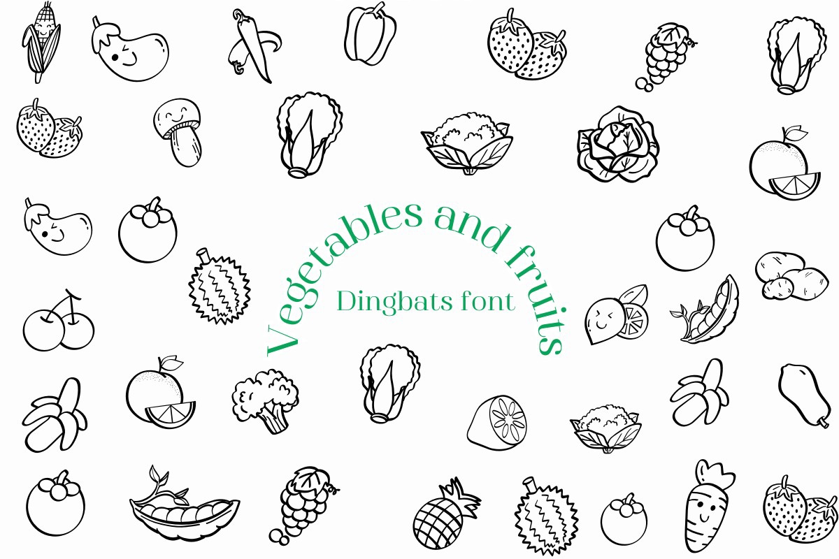 Vegetables and Fruits Regular Font preview