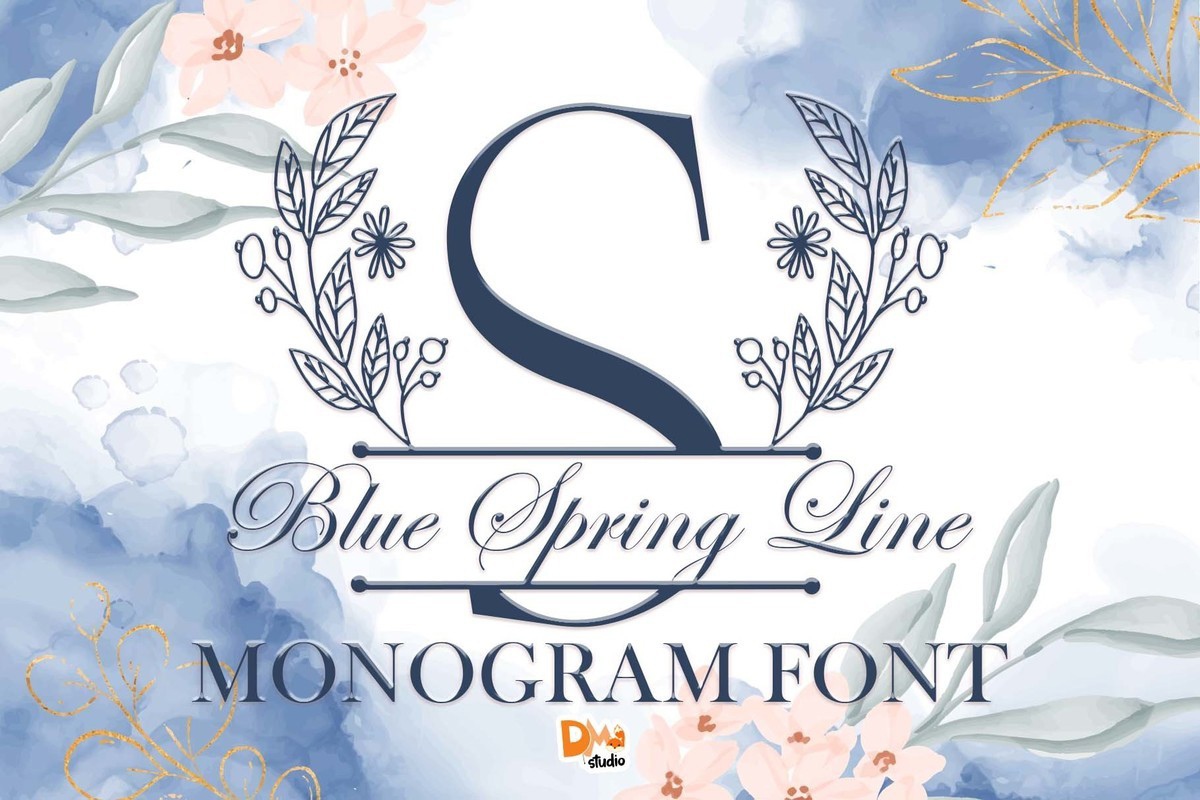 Blue Spring Line Monogram Regular Font preview