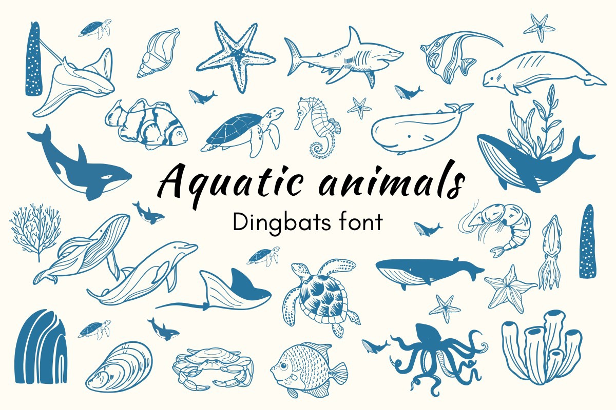 Aquatic Animals Font preview