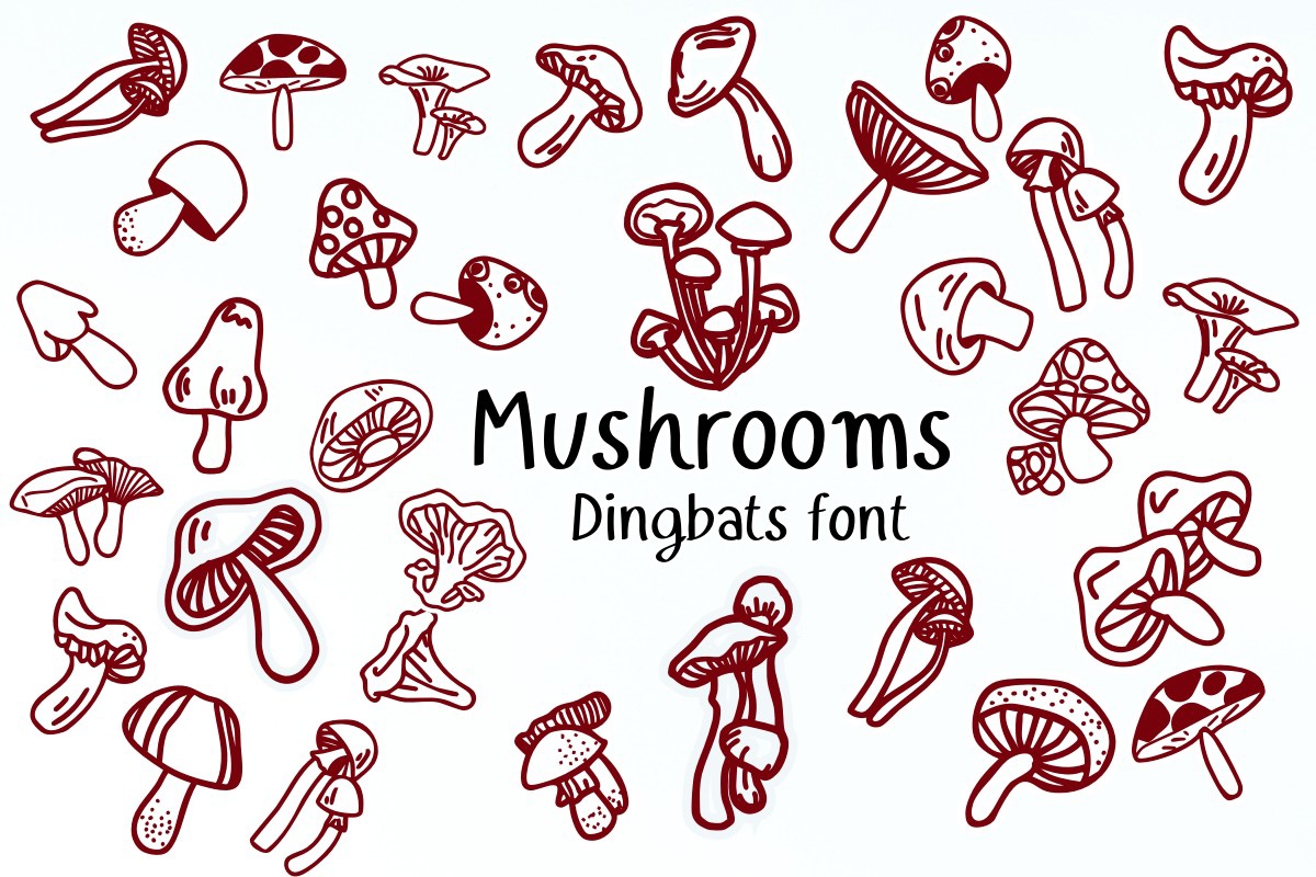 Mushrooms Font preview