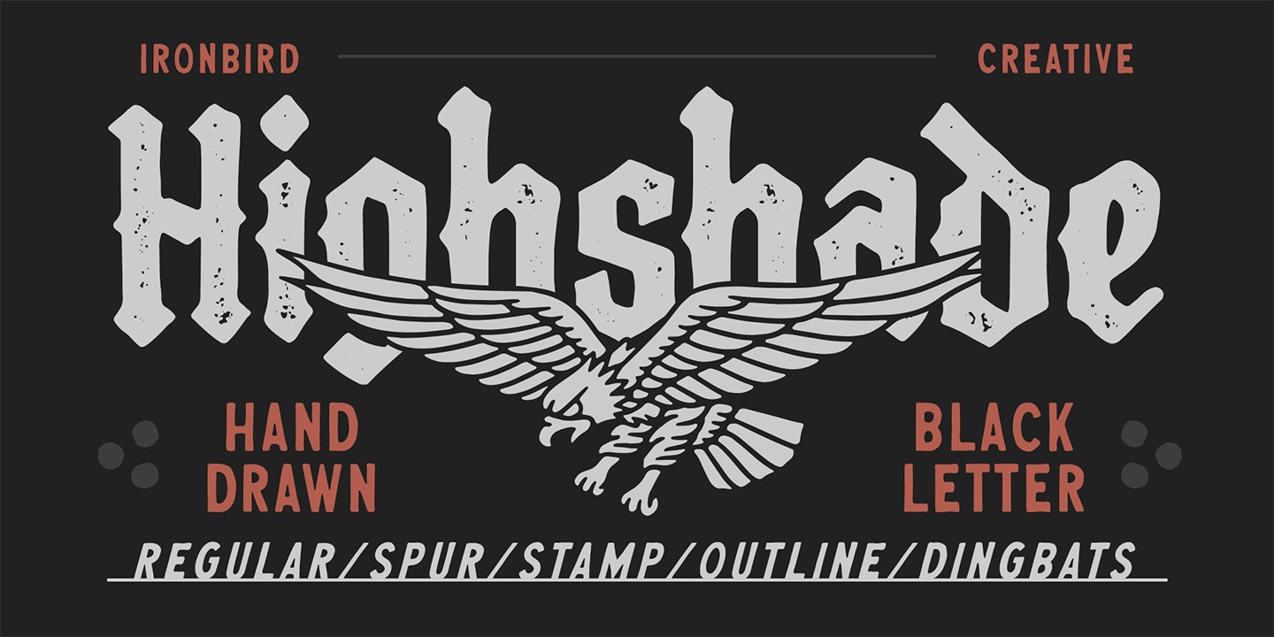 Highshade Spur Outline Font preview