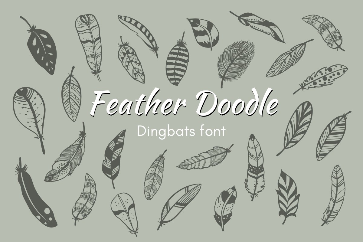 Feather Doodle Font preview