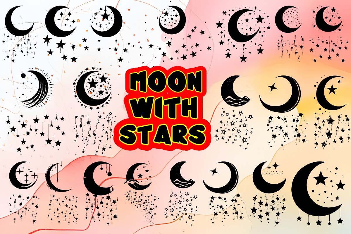 Moon with Stars Regular Font preview