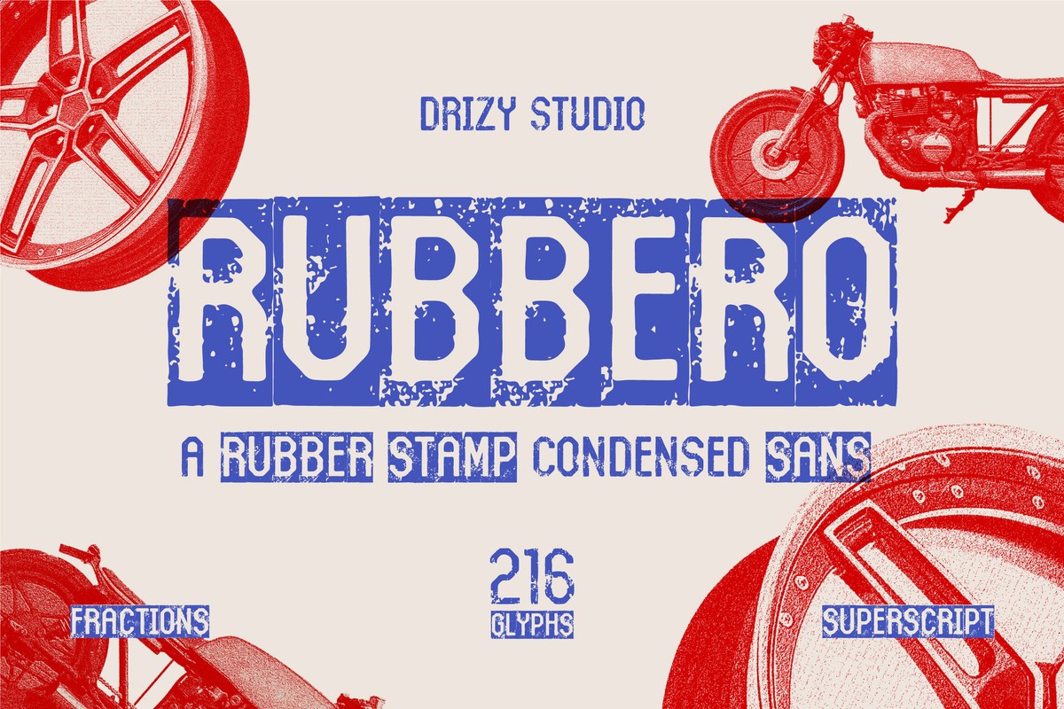 Rubbero Stamp Font preview