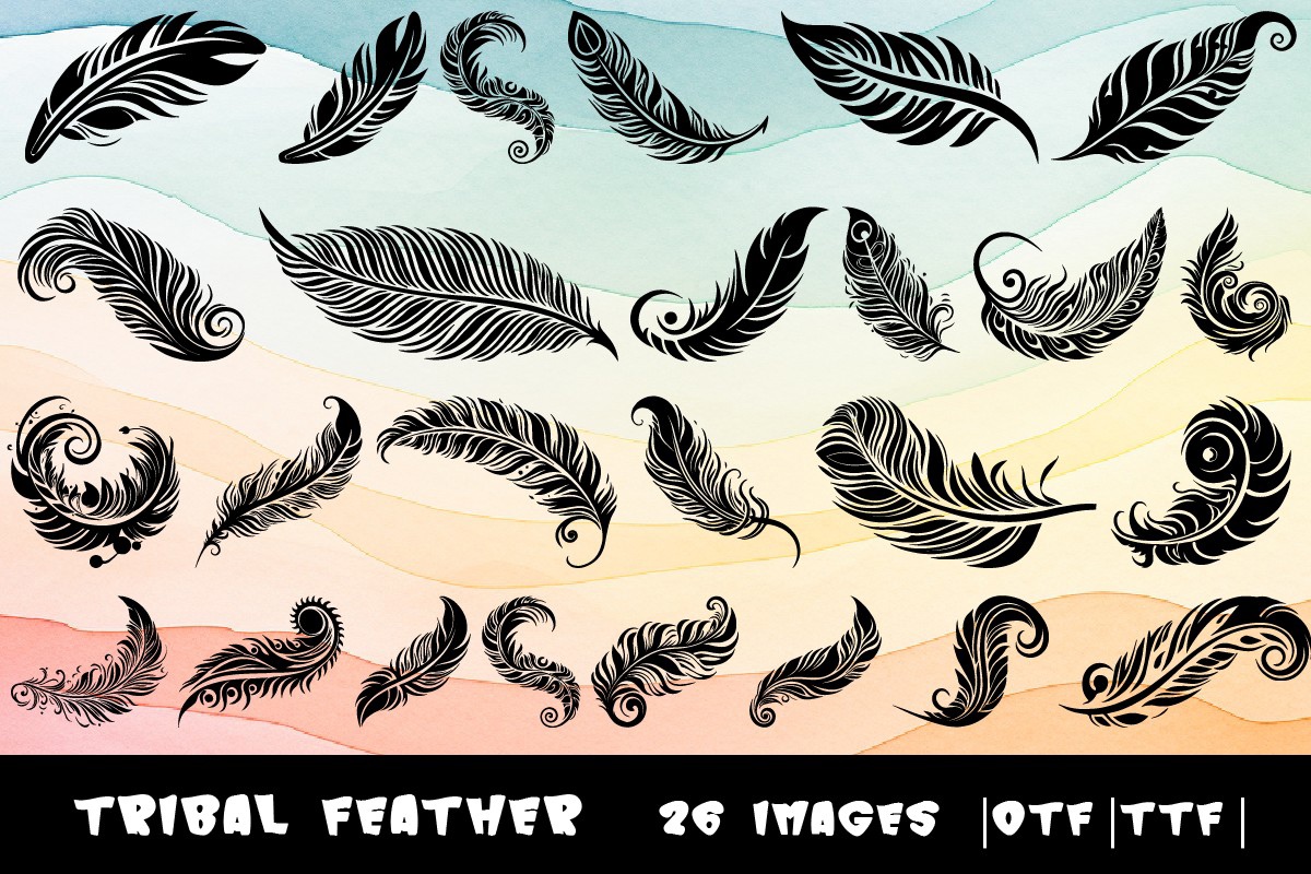 Tribal Feather Font preview