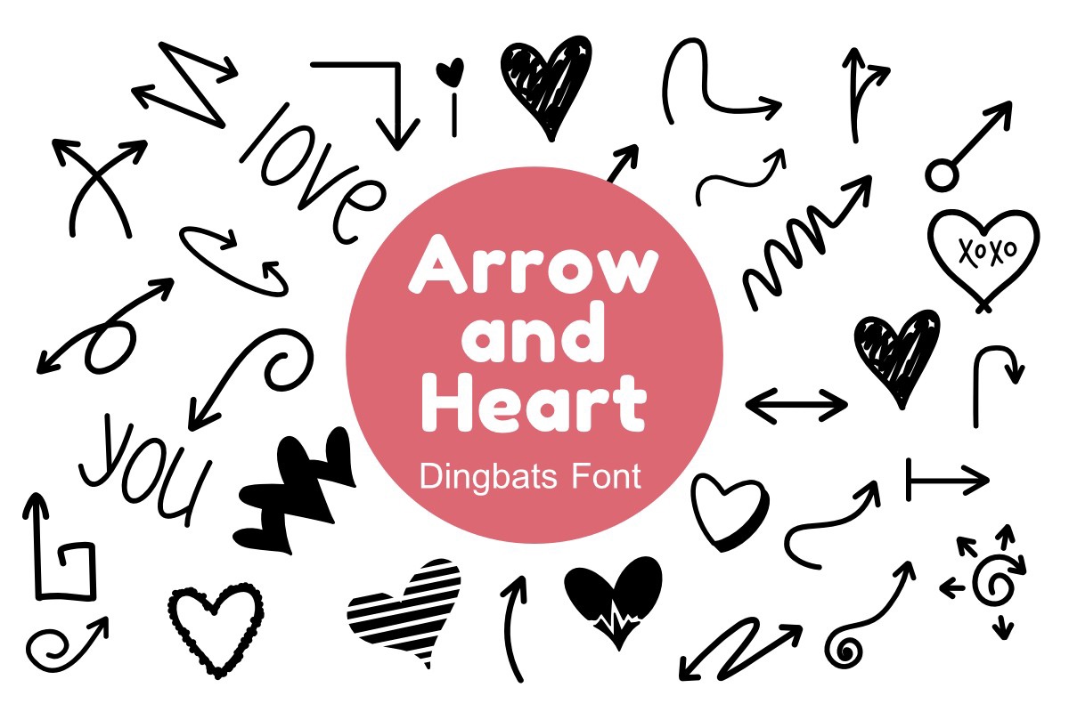 Arrow and Heart Font preview