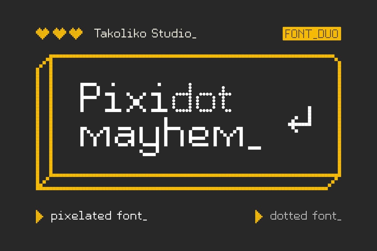 Pixidot Mayhem Font preview