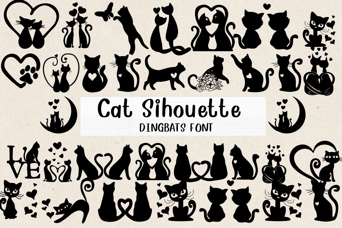 Cat Silhouette Font preview