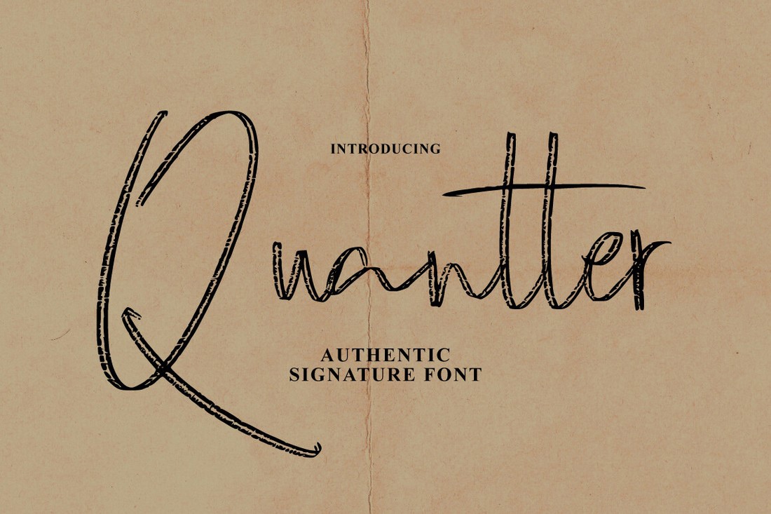 Quantter Signature Brush Font preview