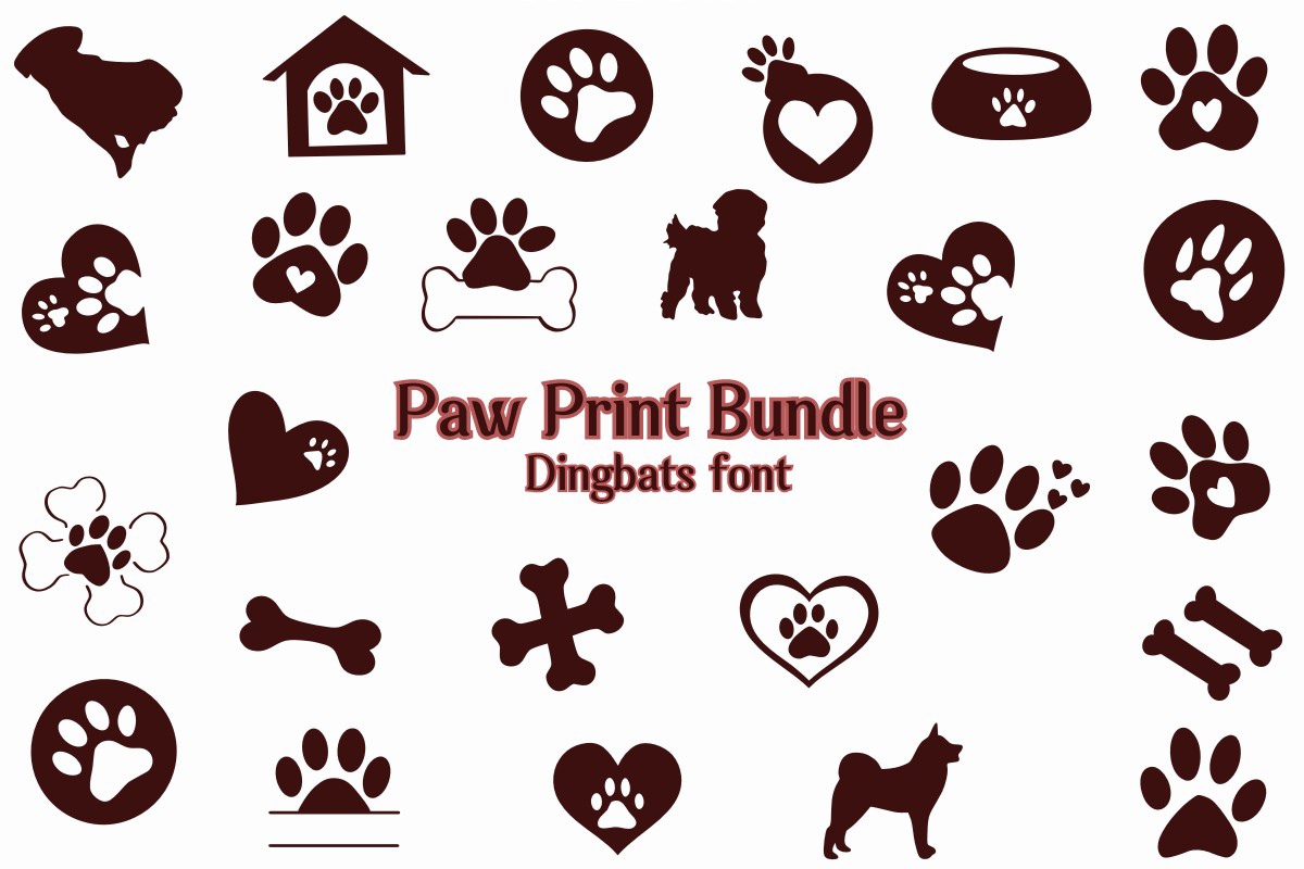 Paw Print Bundle Font preview