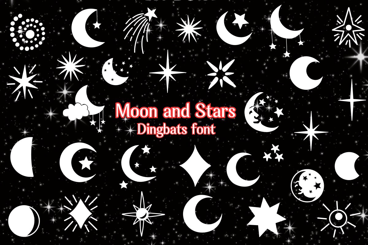 Moon and Stars Font preview