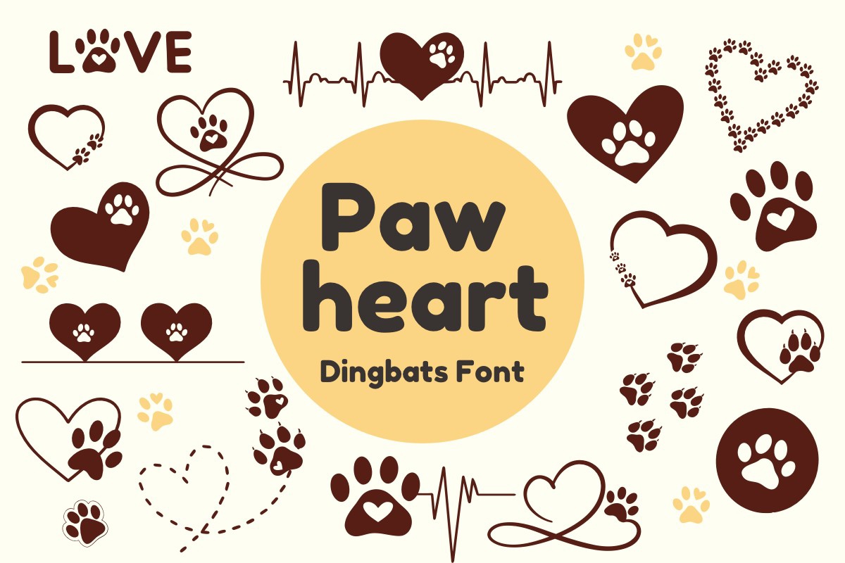 Paw Heart Regular Font preview