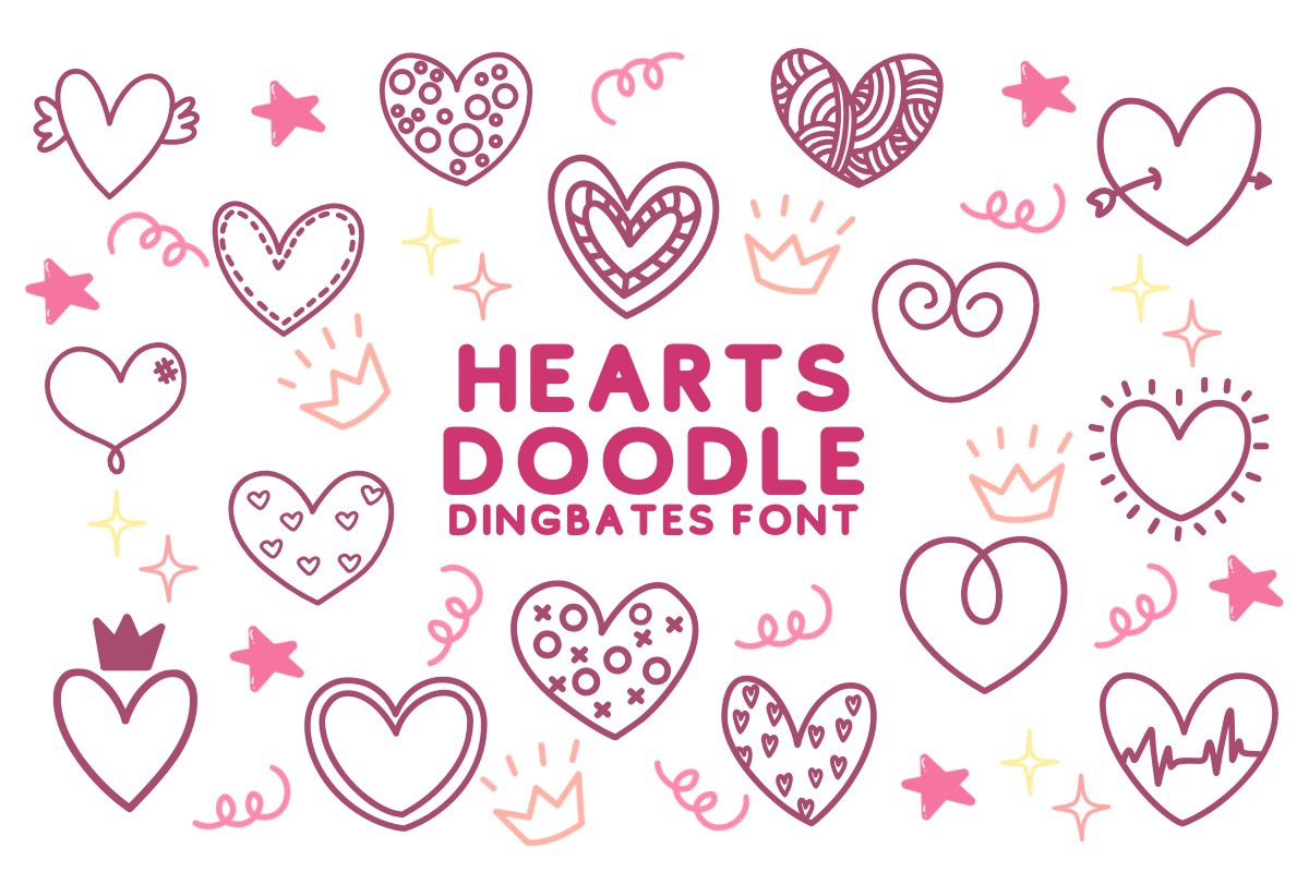 Hearts Doodle Font preview