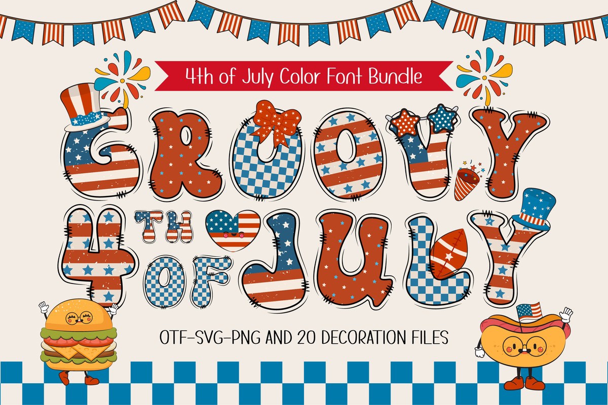 Groovy 4th of July Font preview