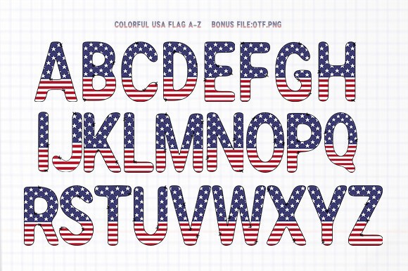 Colorful USA Flag Font preview