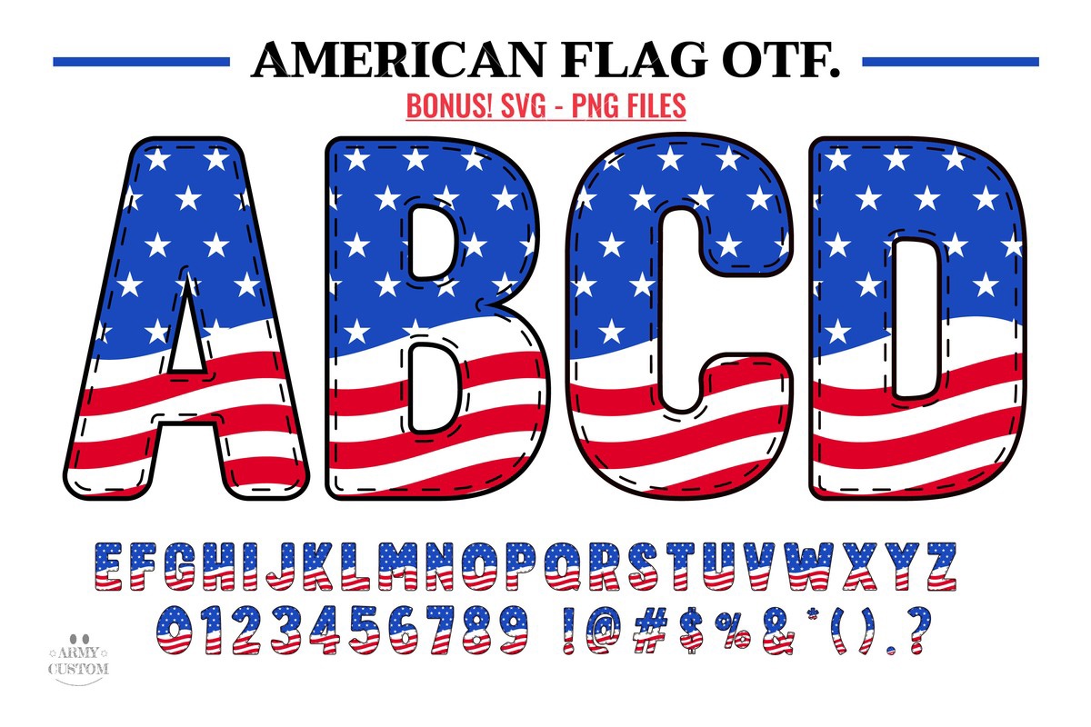 American Flag(Army USA Wave) Font preview