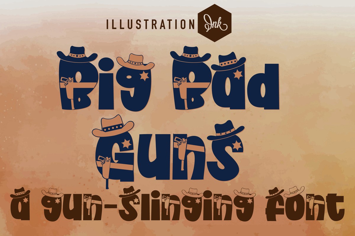 PN Big Bad Guns Font preview