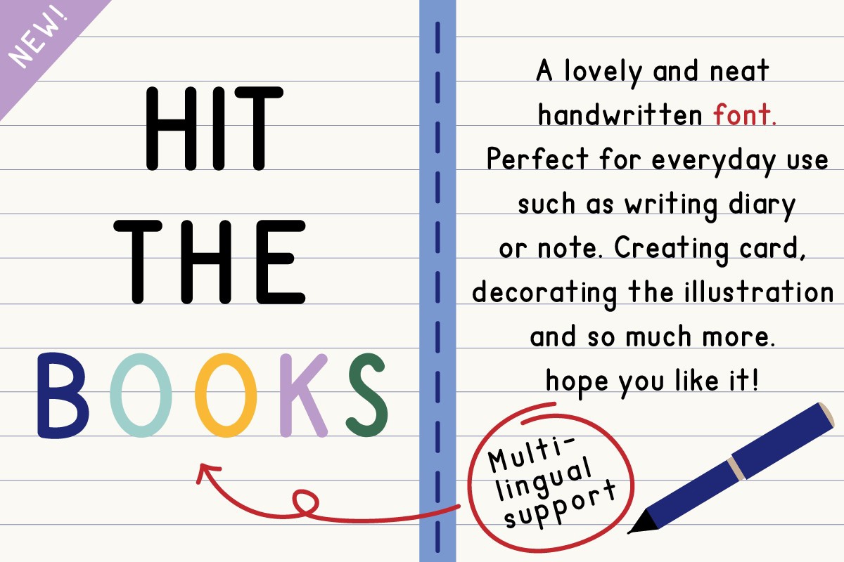 Hit the Books Font preview