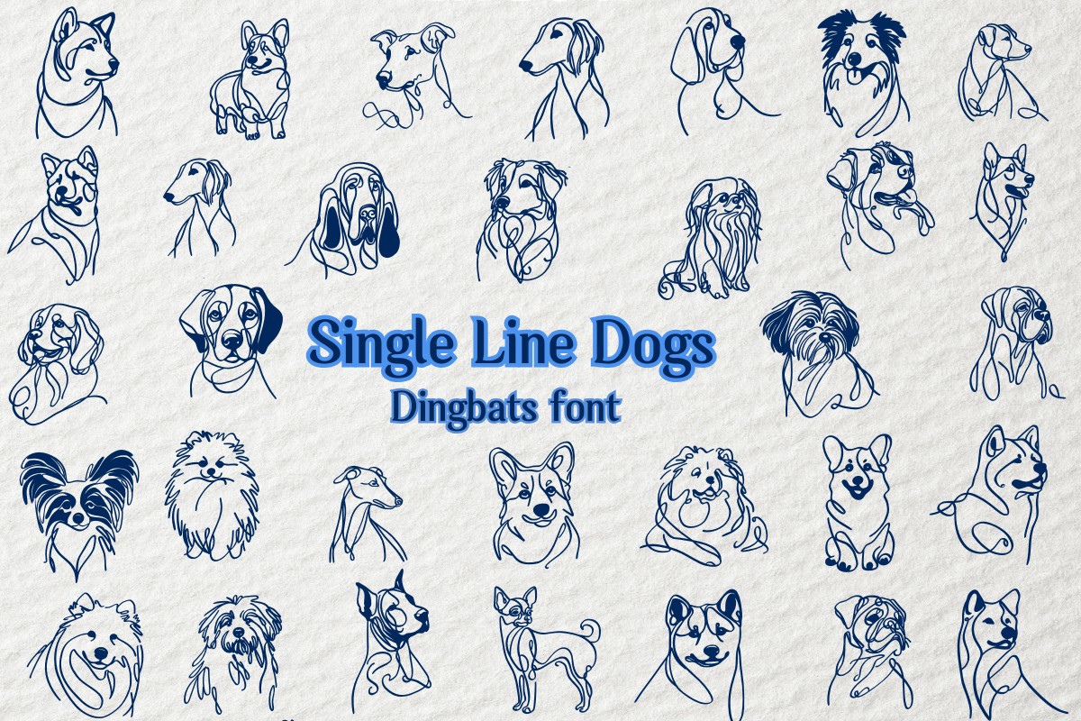 Single Line Dogs Regular Font preview