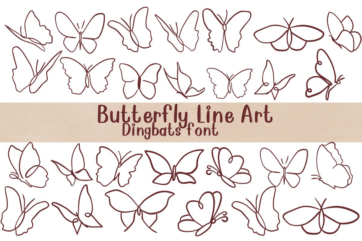 Butterfly Line Art Regular Font preview